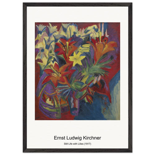 Still Life with Lilies (1917) by Ernst Ludwig Kirchner. Archival Print on Museum Quality Matte Paper. Premium Wood Framed Wall Art. Original Aspect Ratio