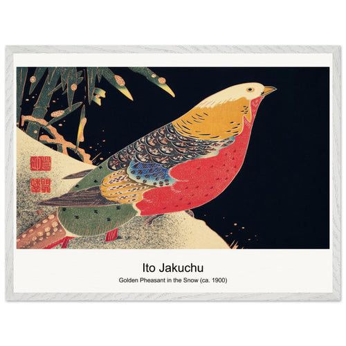 Golden Pheasant in the Snow (ca. 1900) by Ito Jakuchu. Archival Print on Museum Quality Matte Paper. Premium Wood Framed Wall Art. Optimised Aspect Ratio.