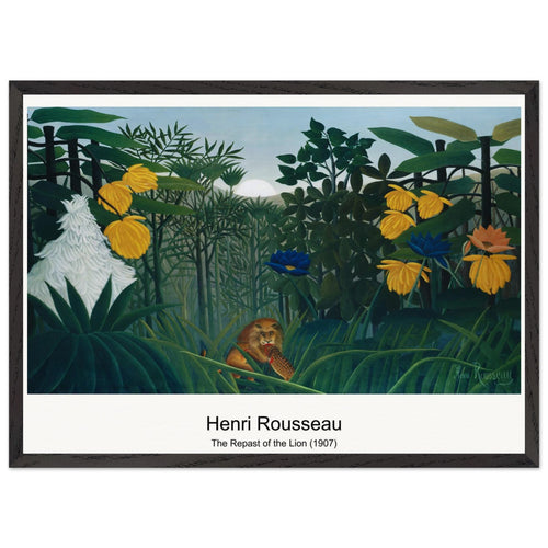 The Repast of the Lion (1907) by Henri Rousseau. Archival Print on Museum Quality Matte Paper. Premium Wood Framed Wall Art. Optimised Aspect Ratio.