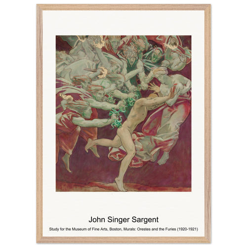 Study for the Museum of Fine Arts, Boston, Murals: Orestes and the Furies (1920-1921) by John Singer Sargent. Archival Print on Museum Quality Matte Paper. Premium Wood Framed Wall Art. Original Aspect Ratio