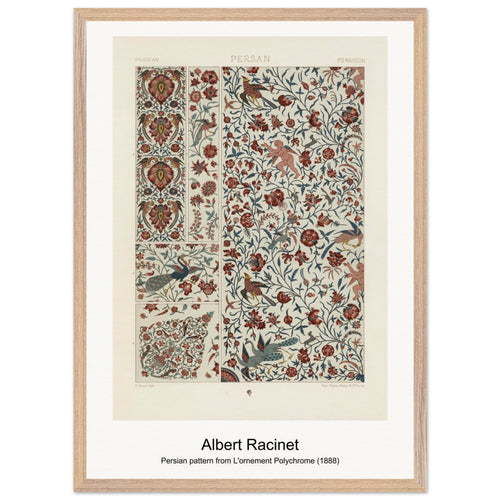 Persian pattern from L'ornement Polychrome (1888) by Albert Racinet. Archival Print on Museum Quality Matte Paper. Premium Wood Framed Wall Art. Optimised Aspect Ratio.