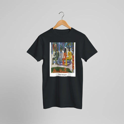 Still Life with Teapot and Fruit (1896) by Paul Gauguin. Custom Print on a 100% Airlume Combed and Ring-Spun Cotton Unisex Crewneck T-shirt Optimised Aspect Ratio.
