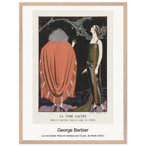 La voie lactée: Robe et manteau pour le soir, de Worth (1921) by George Barbier. Archival Print on Museum Quality Matte Paper. Premium Wood Framed Wall Art. Optimised Aspect Ratio.