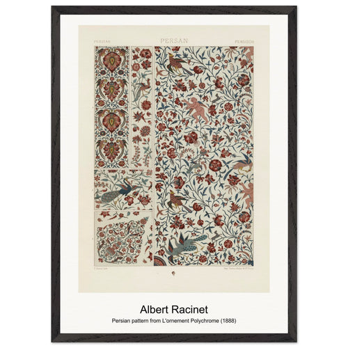 Persian pattern from L'ornement Polychrome (1888) by Albert Racinet. Archival Print on Museum Quality Matte Paper. Premium Wood Framed Wall Art. Optimised Aspect Ratio.