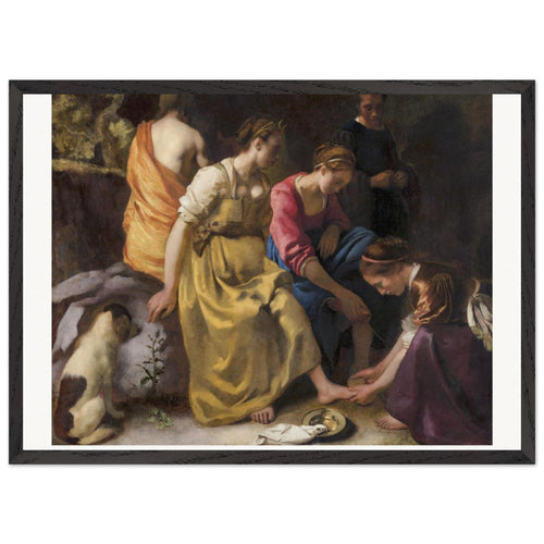 Diana and her Nymphs (1653-1654) by Johannes Vermeer. Archival Print on Museum Quality Matte Paper. Premium Wood Framed Wall Art. Original Aspect Ratio