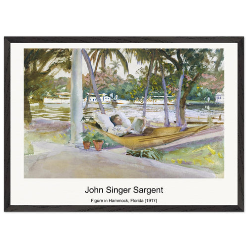 Figure in Hammock, Florida (1917) by John Singer Sargent. Archival Print on Museum Quality Matte Paper. Premium Wood Framed Wall Art. Original Aspect Ratio