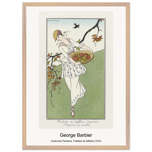Costumes Parisiens: Toilettes de taffetas (1914) by George Barbier. Archival Print on Museum Quality Matte Paper. Premium Wood Framed Wall Art. Original Aspect Ratio