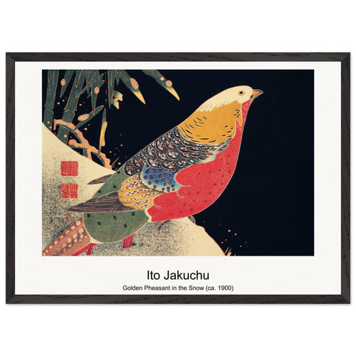 Golden Pheasant in the Snow (ca. 1900) by Ito Jakuchu. Archival Print on Museum Quality Matte Paper. Premium Wood Framed Wall Art. Original Aspect Ratio