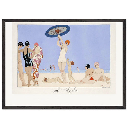 Au Lido Plate no. 14 (1920) by George Barbier. Archival Print on Museum Quality Matte Paper. Premium Wood Framed Wall Art. Original Aspect Ratio