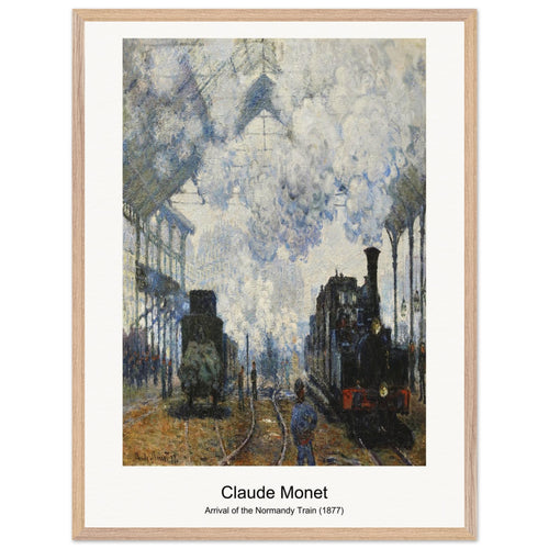 Arrival of the Normandy Train (1877) by Claude Monet. Archival Print on Museum Quality Matte Paper. Premium Wood Framed Wall Art. Optimised Aspect Ratio.