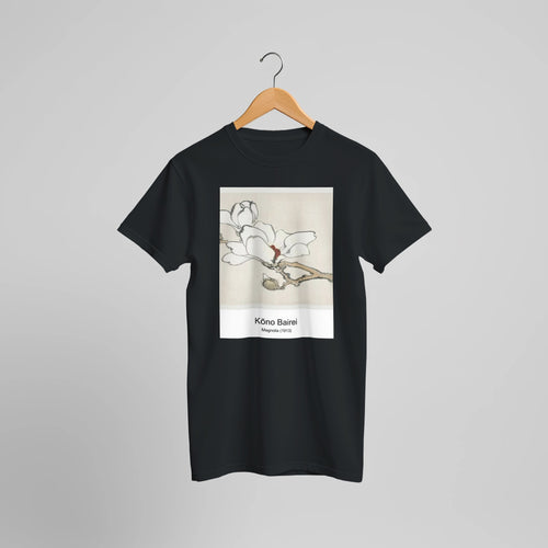 Magnolia (1913) by Kōno Bairei. Custom Print on a 100% Airlume Combed and Ring-Spun Cotton Unisex Crewneck T-shirt Optimised Aspect Ratio.