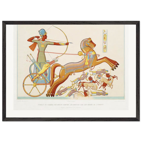 Ramses-Meïamoun fight against Katas on the edge of Orontes (1878) by Émile Prisse d'Avennes. Archival Print on Museum Quality Matte Paper. Premium Wood Framed Wall Art. Original Aspect Ratio