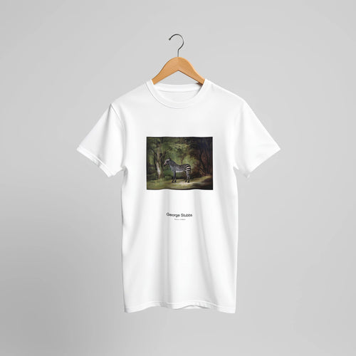 Zebra (1763) by George Stubbs. Custom Print on a 100% Airlume Combed and Ring-Spun Cotton Unisex Crewneck T-shirt Original Aspect Ratio