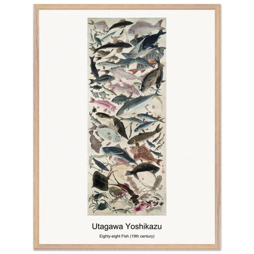 Eighty-eight Fish (19th century) by Utagawa Yoshikazu. Archival Print on Museum Quality Matte Paper. Premium Wood Framed Wall Art. Original Aspect Ratio