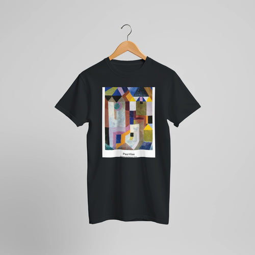The Harbinger of Autumn (1922) by Paul Klee. Custom Print on a 100% Airlume Combed and Ring-Spun Cotton Unisex Crewneck T-shirt Optimised Aspect Ratio.