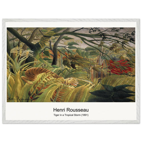 Tiger in a Tropical Storm (1891) by Henri Rousseau. Archival Print on Museum Quality Matte Paper. Premium Wood Framed Wall Art. Optimised Aspect Ratio.