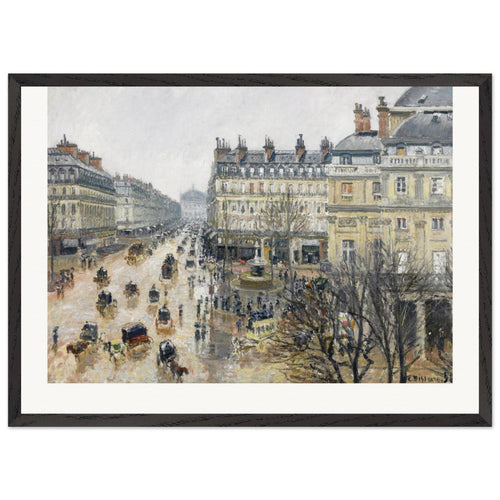 French Theater Square, Paris (1898) by Camille Pissarro. Archival Print on Museum Quality Matte Paper. Premium Wood Framed Wall Art. Original Aspect Ratio