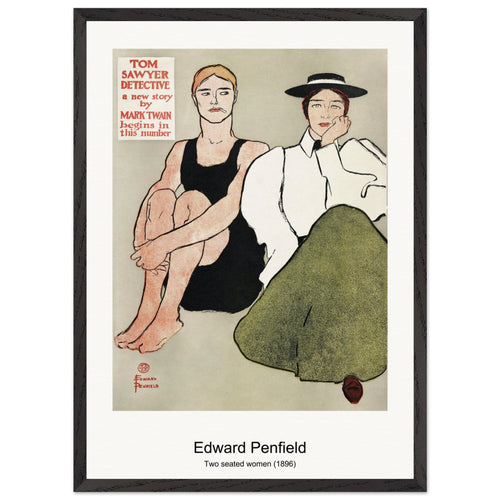 Two seated women (1896) by Edward Penfield. Archival Print on Museum Quality Matte Paper. Premium Wood Framed Wall Art. Original Aspect Ratio