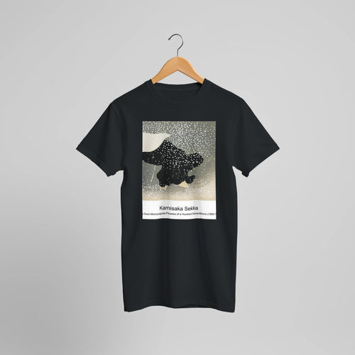 Snow from Momoyogusa-Flowers of a Hundred Generations (1909-1910) by Kamisaka Sekka. Custom Print on a 100% Airlume Combed and Ring-Spun Cotton Unisex Crewneck T-shirt Optimised Aspect Ratio.