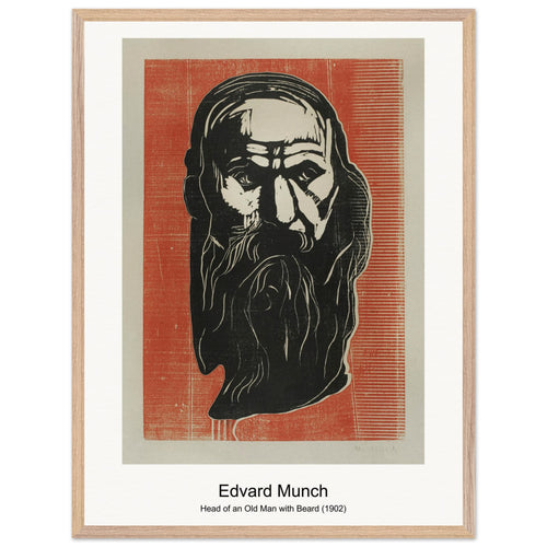 Head of an Old Man with Beard (1902) by Edvard Munch. Archival Print on Museum Quality Matte Paper. Premium Wood Framed Wall Art. Optimised Aspect Ratio.