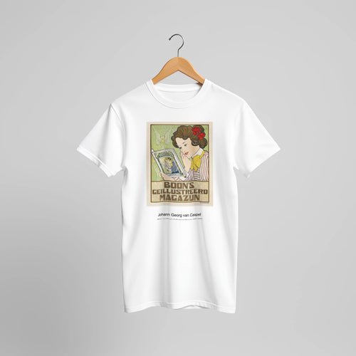 Affiche voor Boon's Geïllustreerd Magazijn (1899-1909) by Johann Georg van Caspel. Custom Print on a 100% Airlume Combed and Ring-Spun Cotton Unisex Crewneck T-shirt Original Aspect Ratio