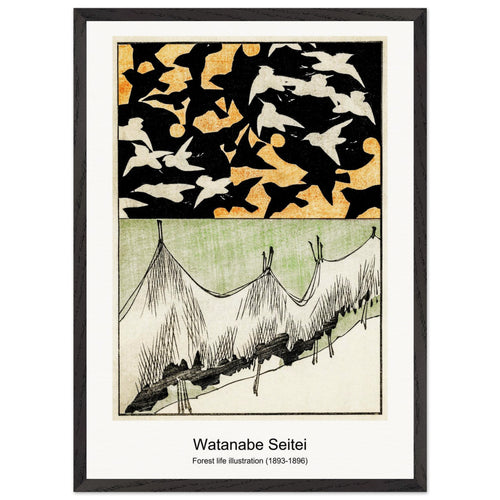 Autumn and water illustration from Bijutsu Sekai (1893-1896) by Watanabe Seitei. Archival Print on Museum Quality Matte Paper. Premium Wood Framed Wall Art. Optimised Aspect Ratio.