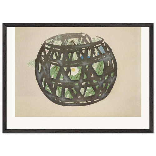 Basket from Momoyogusa-Flowers of a Hundred Generations (1909) by Kamisaka Sekka. Archival Print on Museum Quality Matte Paper. Premium Wood Framed Wall Art. Original Aspect Ratio