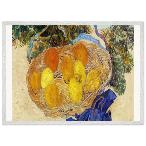 Still Life of Oranges and Lemons with Blue Gloves (1889) by Vincent van Gogh. Archival Print on Museum Quality Matte Paper. Premium Wood Framed Wall Art. Optimised Aspect Ratio.