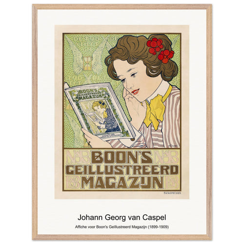Affiche voor Boon's Geïllustreerd Magazijn (1899-1909) by Johann Georg van Caspel. Archival Print on Museum Quality Matte Paper. Premium Wood Framed Wall Art. Original Aspect Ratio