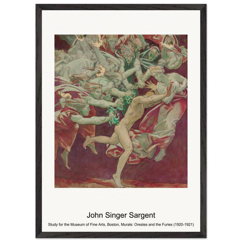 Study for the Museum of Fine Arts, Boston, Murals: Orestes and the Furies (1920-1921) by John Singer Sargent. Archival Print on Museum Quality Matte Paper. Premium Wood Framed Wall Art. Original Aspect Ratio