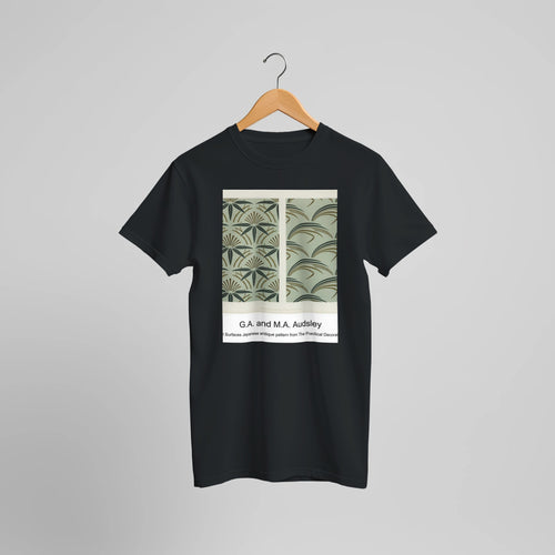 Diaper Patterns for Vertical Surfaces Japanese antique pattern from The Practical Decorator and Ornamentist (1892) by G. A. and M. A. Audsley. Custom Print on a 100% Airlume Combed and Ring-Spun Cotton Unisex Crewneck T-shirt Optimised Aspect Ratio.