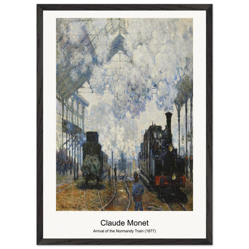 Arrival of the Normandy Train (1877) by Claude Monet. Archival Print on Museum Quality Matte Paper. Premium Wood Framed Wall Art. Optimised Aspect Ratio.