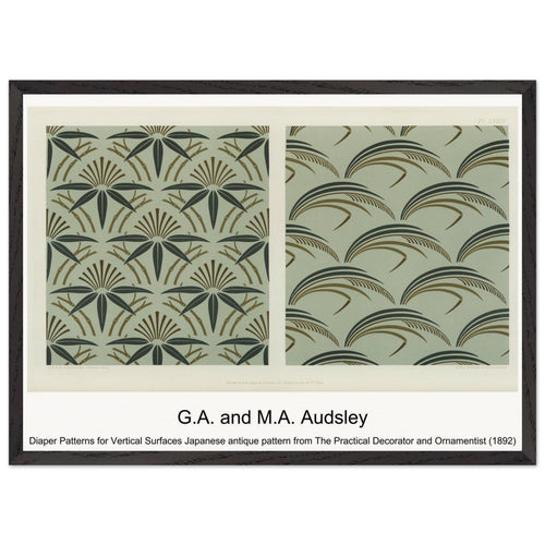 Diaper Patterns for Vertical Surfaces Japanese antique pattern from The Practical Decorator and Ornamentist (1892) by G. A. and M. A. Audsley. Archival Print on Museum Quality Matte Paper. Premium Wood Framed Wall Art. Optimised Aspect Ratio.
