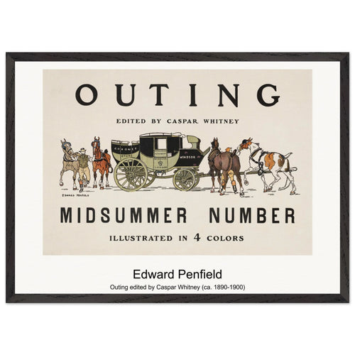 Outing edited by Caspar Whitney (ca. 1890-1900) by Edward Penfield. Archival Print on Museum Quality Matte Paper. Premium Wood Framed Wall Art. Original Aspect Ratio