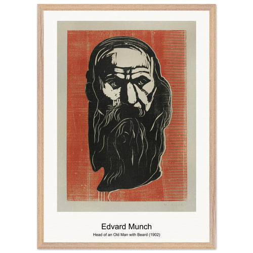 Head of an Old Man with Beard (1902) by Edvard Munch. Archival Print on Museum Quality Matte Paper. Premium Wood Framed Wall Art. Original Aspect Ratio