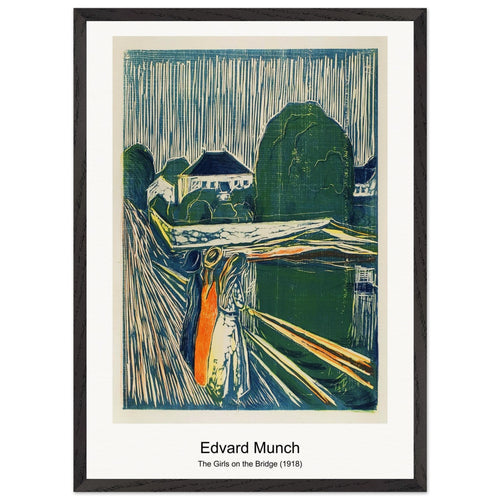 The Girls on the Bridge (1918) by Edvard Munch. Archival Print on Museum Quality Matte Paper. Premium Wood Framed Wall Art. Optimised Aspect Ratio.