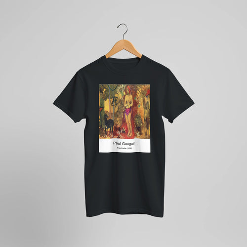The Swineherd (1888) by Paul Gauguin. Custom Print on a 100% Airlume Combed and Ring-Spun Cotton Unisex Crewneck T-shirt Optimised Aspect Ratio.