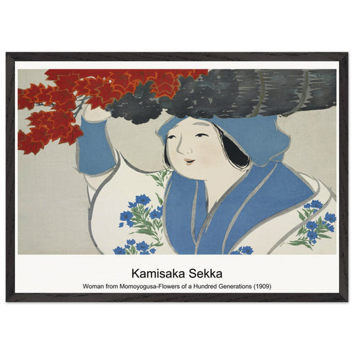 Woman from Momoyogusa-Flowers of a Hundred Generations (1909) by Kamisaka Sekka. Archival Print on Museum Quality Matte Paper. Premium Wood Framed Wall Art. Optimised Aspect Ratio.