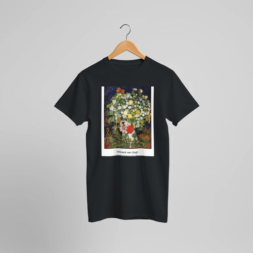 Oleanders (1888) by Vincent van Gogh. Custom Print on a 100% Airlume Combed and Ring-Spun Cotton Unisex Crewneck T-shirt Optimised Aspect Ratio.
