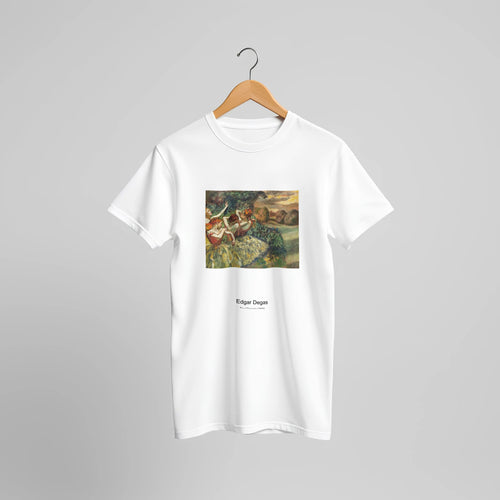 Four Dancers (1899) by Edgar Degas. Custom Print on a 100% Airlume Combed and Ring-Spun Cotton Unisex Crewneck T-shirt Original Aspect Ratio