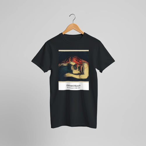 The Vampire II (1895-1902) by Edvard Munch. Custom Print on a 100% Airlume Combed and Ring-Spun Cotton Unisex Crewneck T-shirt Optimised Aspect Ratio.