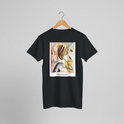 Klänge (1913) by Wassily Kandinsky. Custom Print on a 100% Airlume Combed and Ring-Spun Cotton Unisex Crewneck T-shirt Optimised Aspect Ratio.