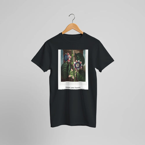 Hyacinths from The Temple of Flora (1807) by Robert John Thornton. Custom Print on a 100% Airlume Combed and Ring-Spun Cotton Unisex Crewneck T-shirt Optimised Aspect Ratio.