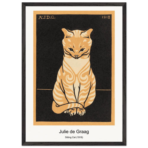 Sitting Cat (1918) by Julie de Graag. Archival Print on Museum Quality Matte Paper. Premium Wood Framed Wall Art. Optimised Aspect Ratio.