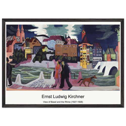 View of Basel and the Rhine (1927-1928) by Ernst Ludwig Kirchner. Archival Print on Museum Quality Matte Paper. Premium Wood Framed Wall Art. Optimised Aspect Ratio.