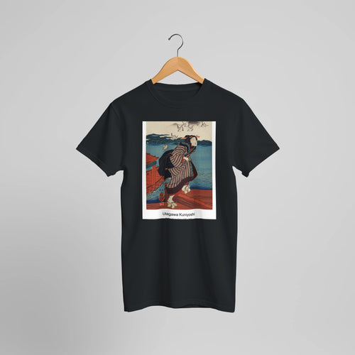 Sanbashi no Onna (1753-1806) by Utagawa Kuniyoshi. Custom Print on a 100% Airlume Combed and Ring-Spun Cotton Unisex Crewneck T-shirt Optimised Aspect Ratio.