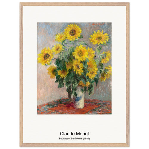 Bouquet of Sunflowers (1881) by Claude Monet. Archival Print on Museum Quality Matte Paper. Premium Wood Framed Wall Art. Original Aspect Ratio