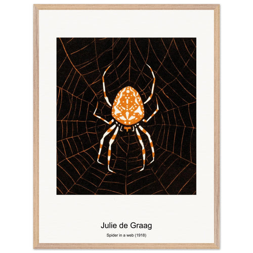 Spider in a web (1918) by Julie de Graag. Archival Print on Museum Quality Matte Paper. Premium Wood Framed Wall Art. Original Aspect Ratio