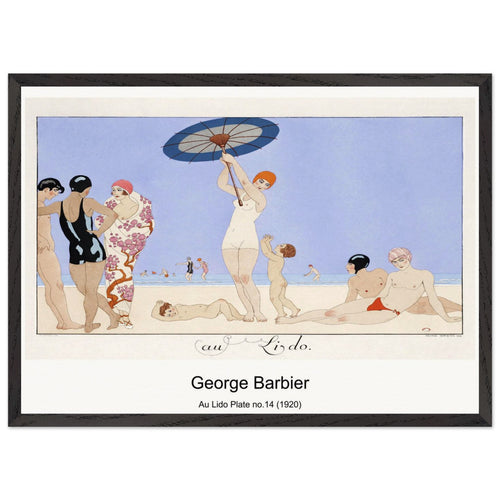 Au Lido Plate no. 14 (1920) by George Barbier. Archival Print on Museum Quality Matte Paper. Premium Wood Framed Wall Art. Optimised Aspect Ratio.