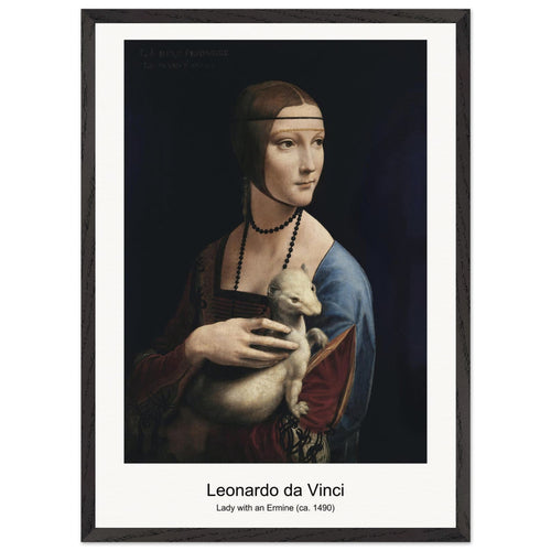 Lady with an Ermine (ca. 1490) by Leonardo da Vinci. Archival Print on Museum Quality Matte Paper. Premium Wood Framed Wall Art. Optimised Aspect Ratio.